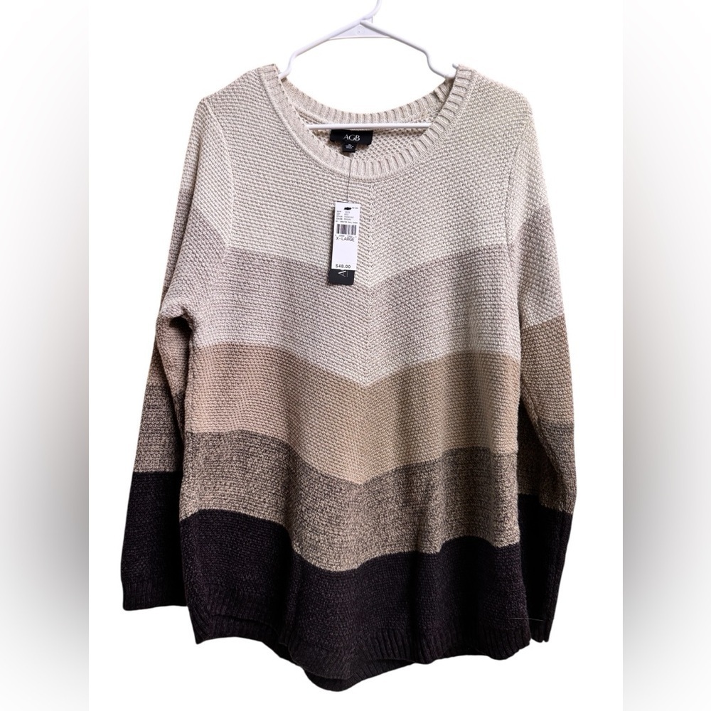 AGB Women’s Colorblock Knit Sweater XL NWT